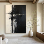 Black and White Cross Abstract Painting for Edgy Office Spaces GAB0837