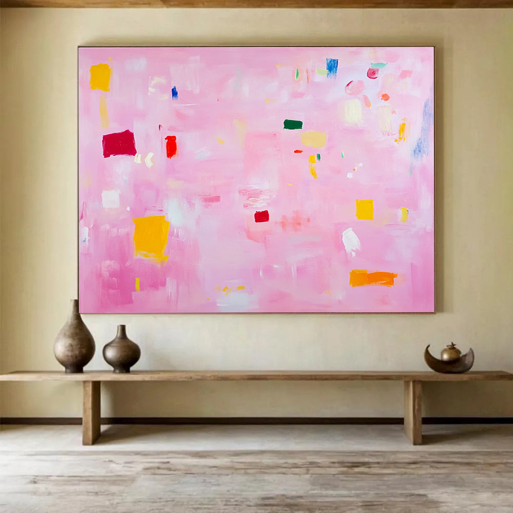 Delicate Pink Abstract Whimsical Charm Dots Painting ABS127