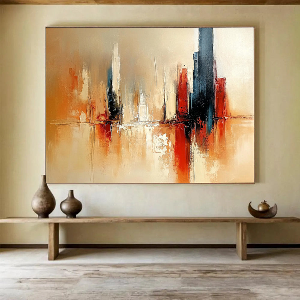 Cityscape Abstract Painting with Warm and Cool Tones ABS257