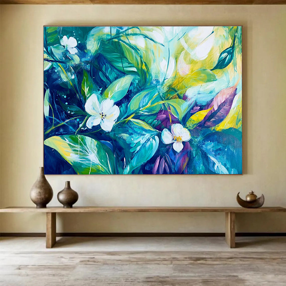 Turquoise Floral Abstract - Nature's Vibrant Whispers ABS023