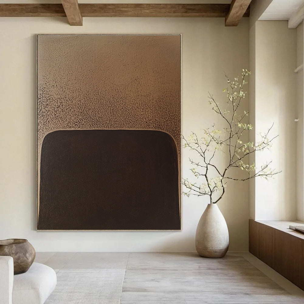 Brown Textured Minimalism Abstract Painting with Subtle Layers GAB0072