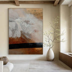 Textured White - Brown Abstract Painting for Industrial - Chic Home Studios HENG185