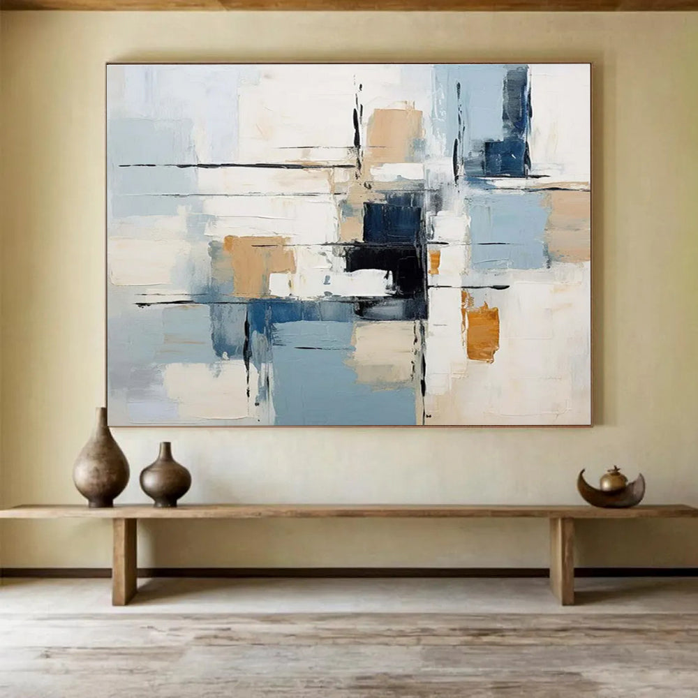 Soft Color Block Abstract Painting for Calm Interiors YHT091