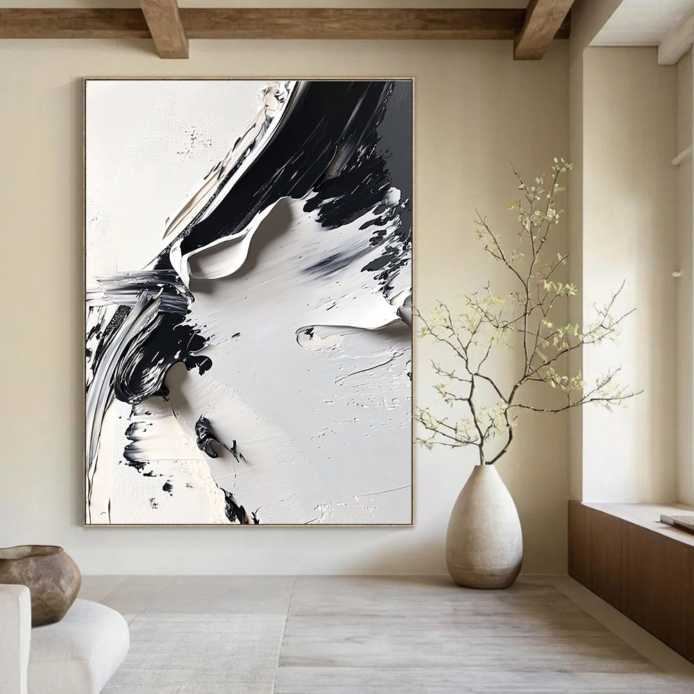 Black and White Textured Abstract Painting for Industrial - Chic Lofts GAB0994