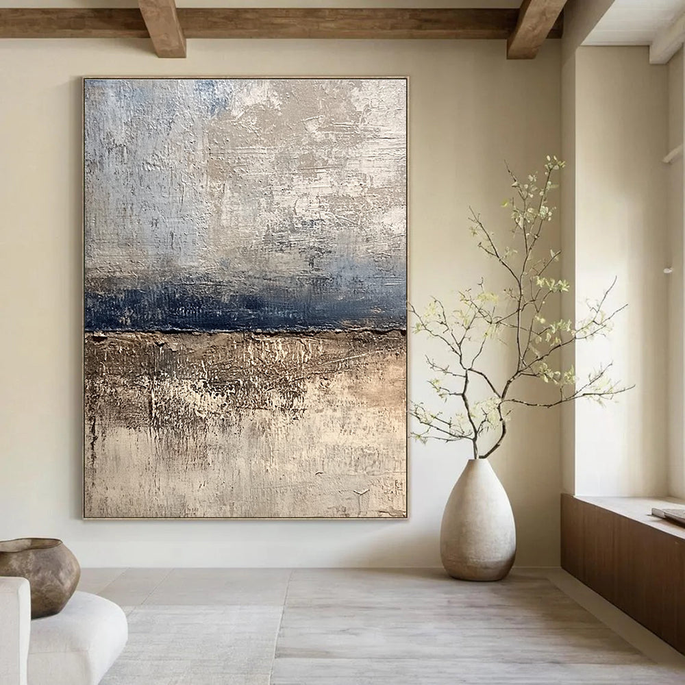 Textured Neutral Stripes - Subtle Abstract Landscape Art GAB0446