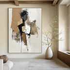 Neutral Tone Figure Abstract Painting for Minimalist Art Studios GAB0852