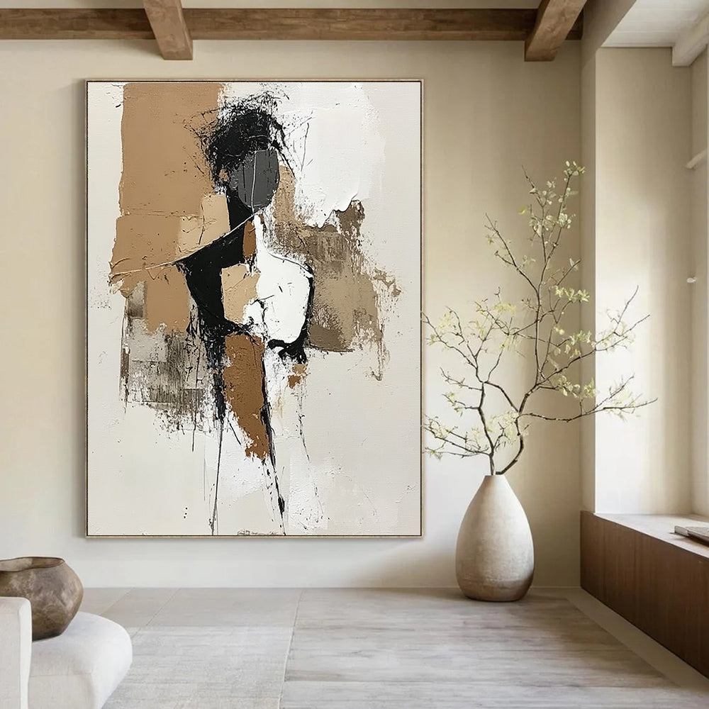 Neutral Tone Figure Abstract Painting for Minimalist Art Studios GAB0852