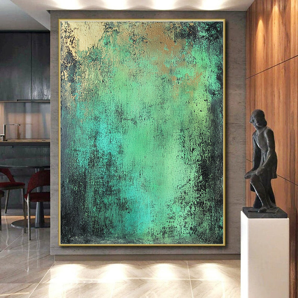 Green and Blue Textured Background Abstract Painting with Fresh Vitality WINK039