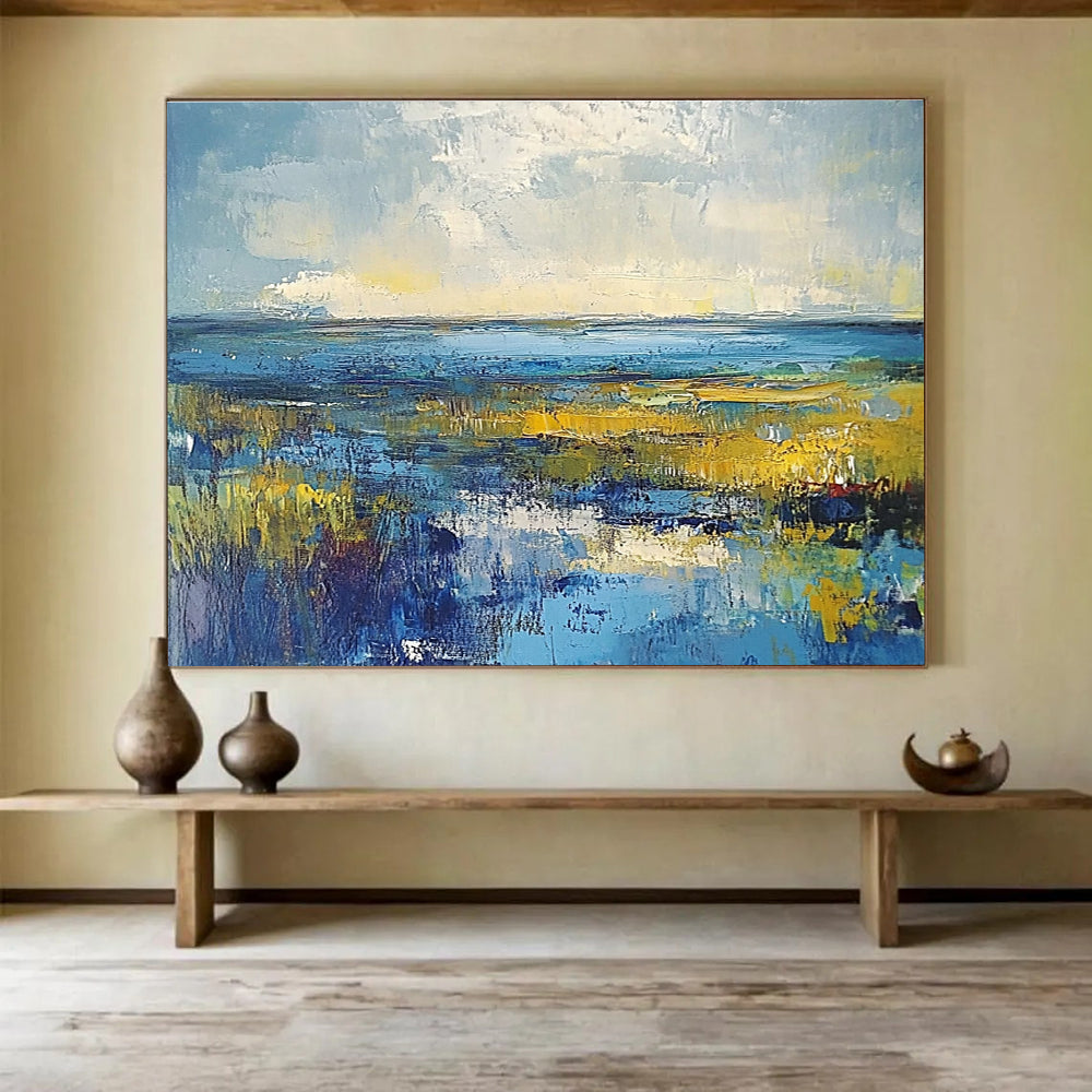 Vibrant Coastal Wetland Abstract Painting ABS232