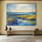 Vibrant Coastal Wetland Abstract Painting ABS232
