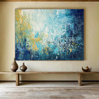 Blue and Yellow Abstract Brushstrokes Painting for Creative Studio Spaces YHT327