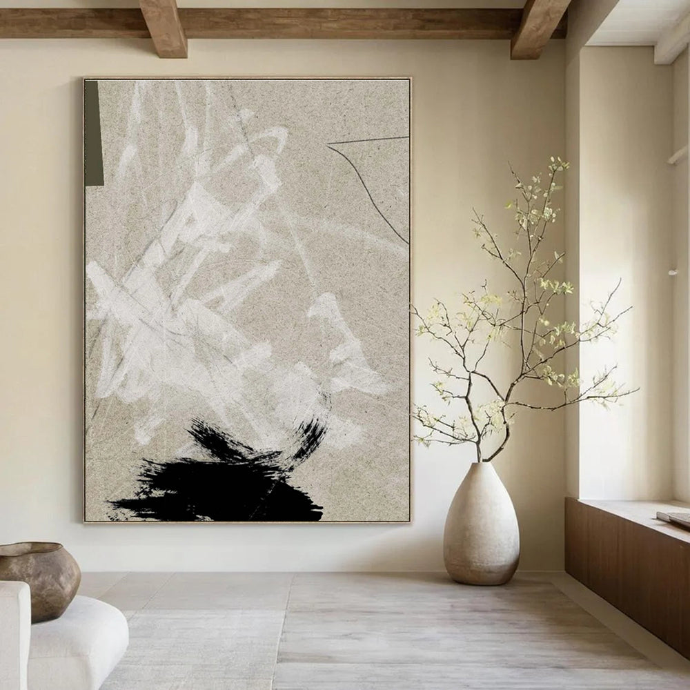 Subtle Textured Neutral Abstract Painting for Timeless Decor HENG237