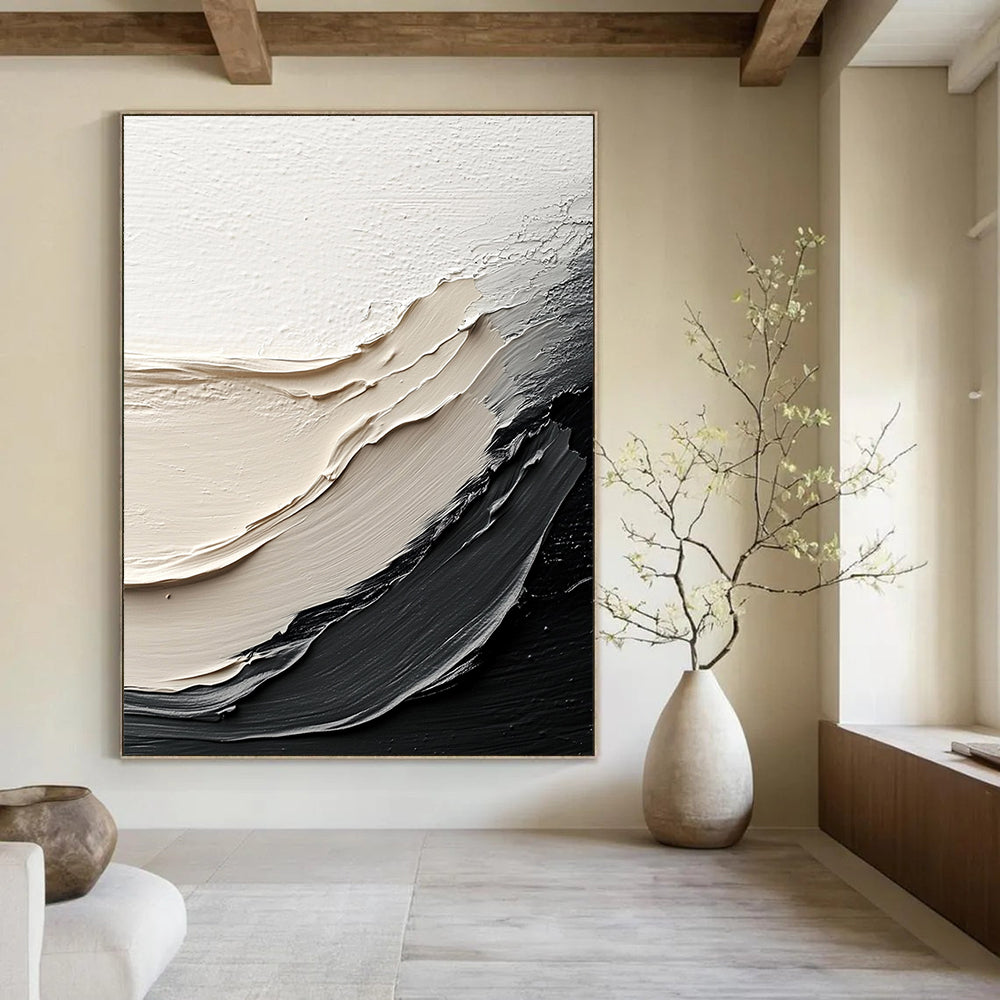 Textured Neutral Waves Minimalist Abstract Painting for Sophisticated Spaces GAB1532