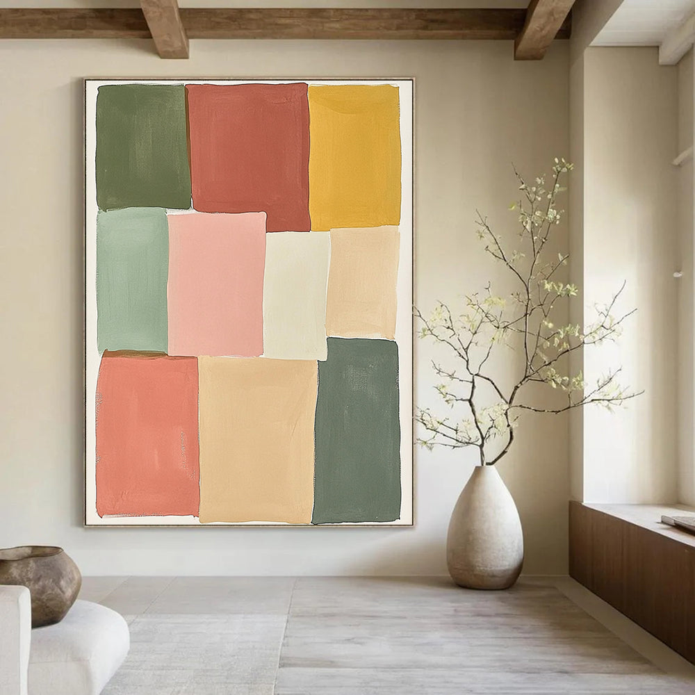 Pastel Color Block Abstract Cheerful Abstract Painting for Light - Filled Spaces GAB1407
