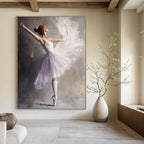 Ballerina in White Tutu Painting of Graceful Movement GAB0137