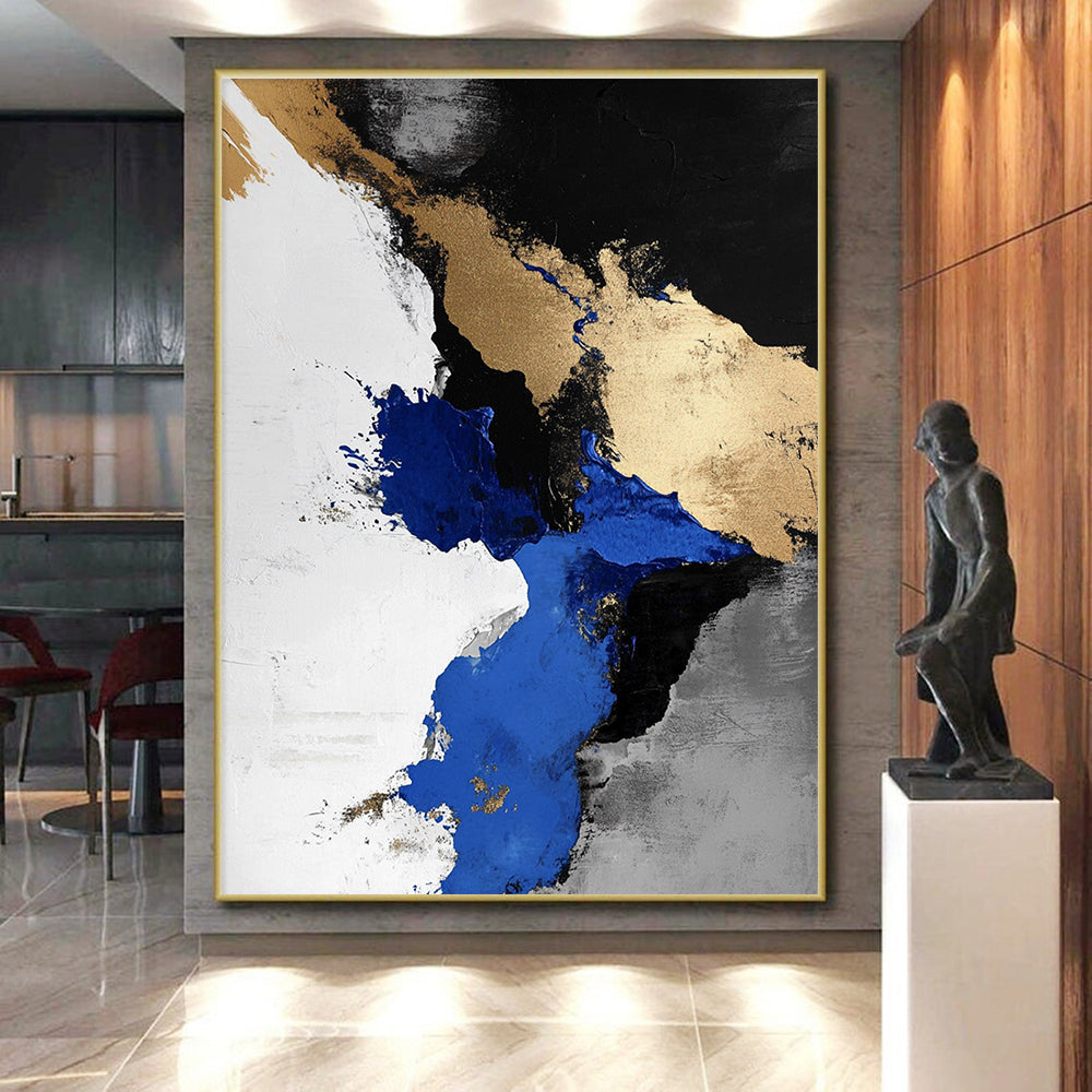Blue - Gold Abstract Splash Painting with Luxurious Energy WINK365