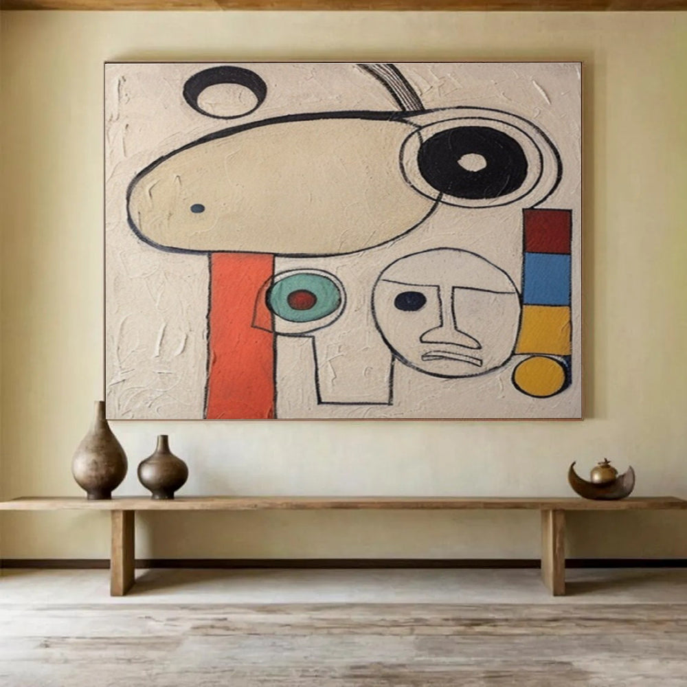 Abstract Faces and Shapes Painting with Whimsical Charm YHT011