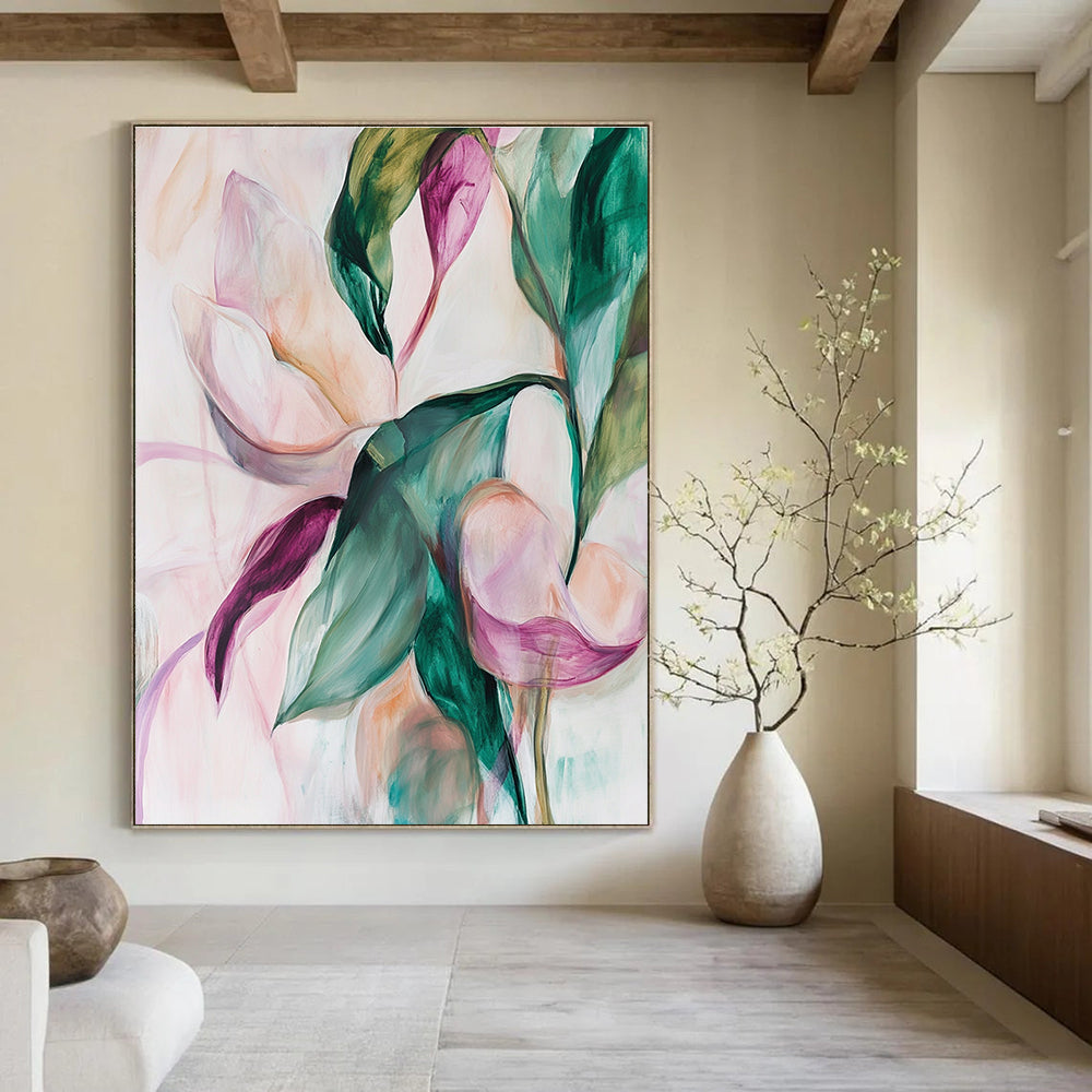 Soft Floral Abstract Painting for Romantic Bedrooms GAB0774