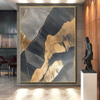 Gray and Gold Abstract Painting with Geometric Shapes WINK836