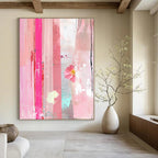 Pink Collage with Flower Abstract Painting for Artistic Spaces GAB1454