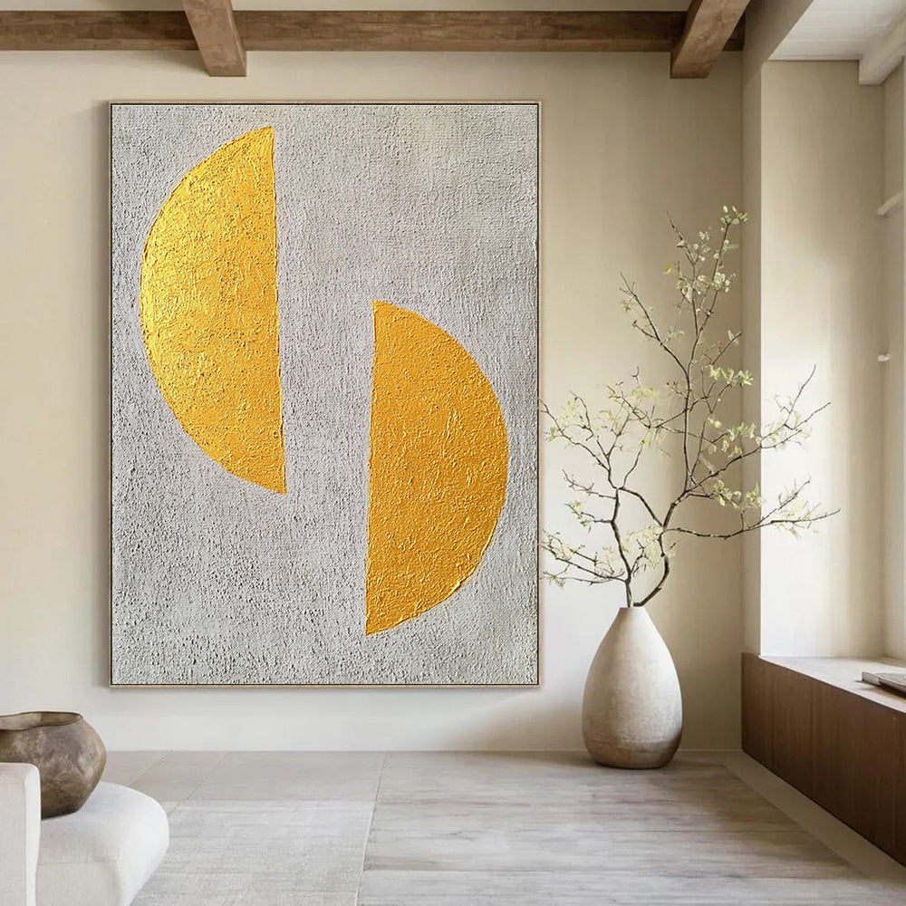 Gold and Gray Abstract Shapes Painting for Minimalist Offices GAB0818