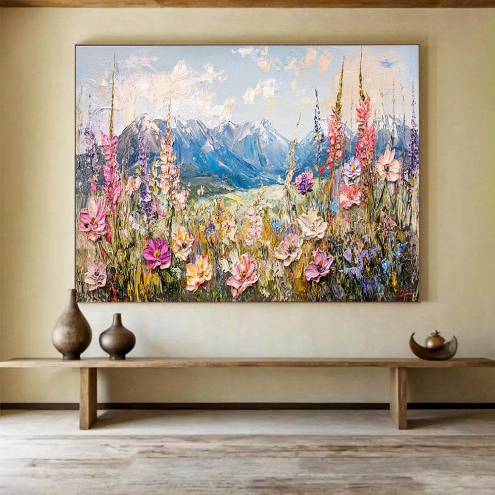 Mountain Flower Abstract Painting for Alpine Lodge Dining Halls YHT411