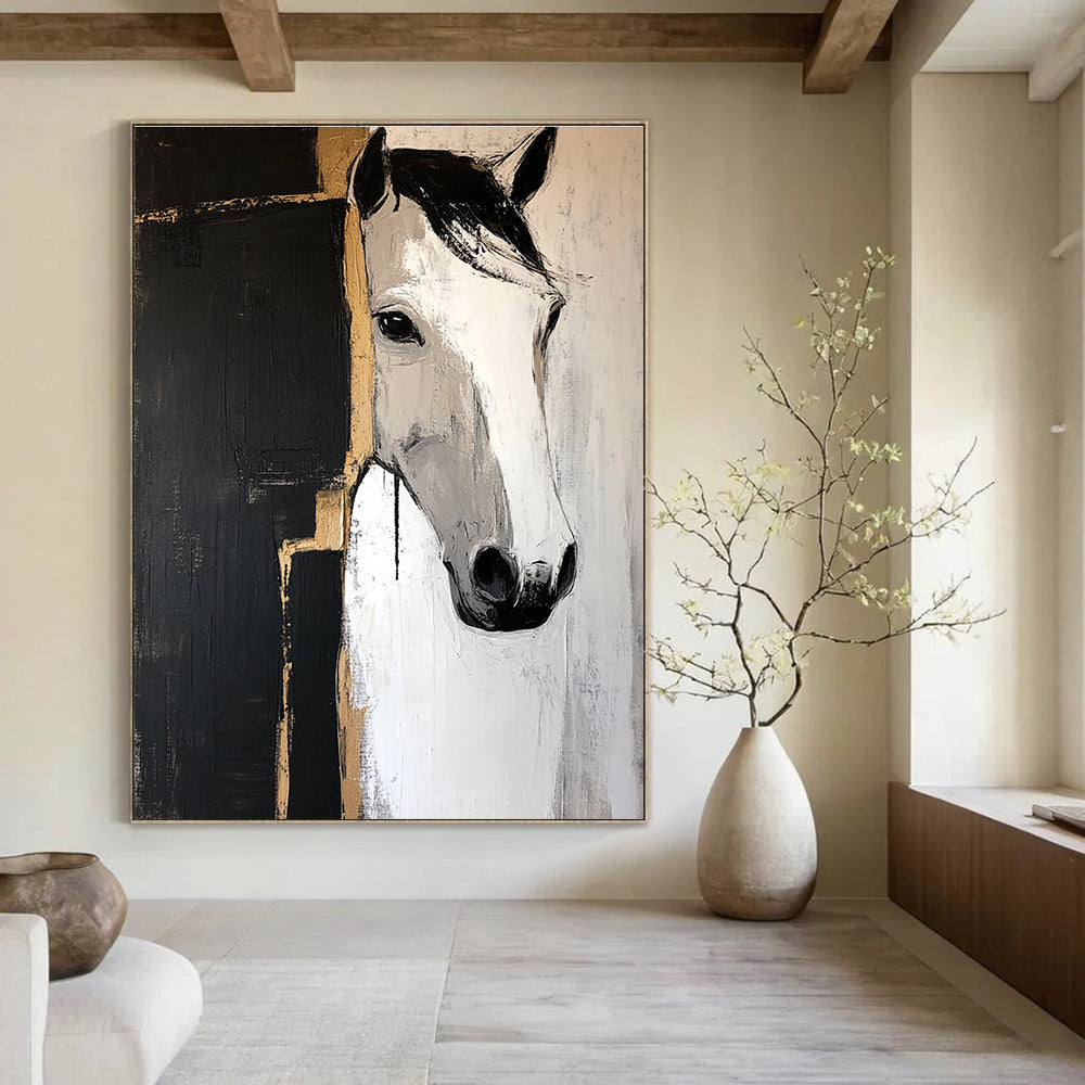Horse Head Abstract - Stylized Equestrian Abstract Painting GAB0648