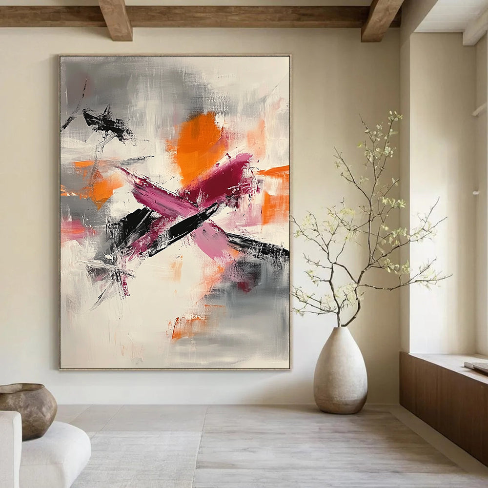 Bold Color Strokes Abstract Painting for Artistic Café Interiors GAB1237