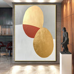 Geometric Gold and Red Abstract Painting with Regal Touch WINK306
