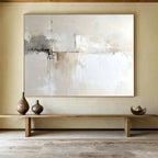 Beige and Gray Abstract Painting with Subtle, Textured Minimalism ABS450