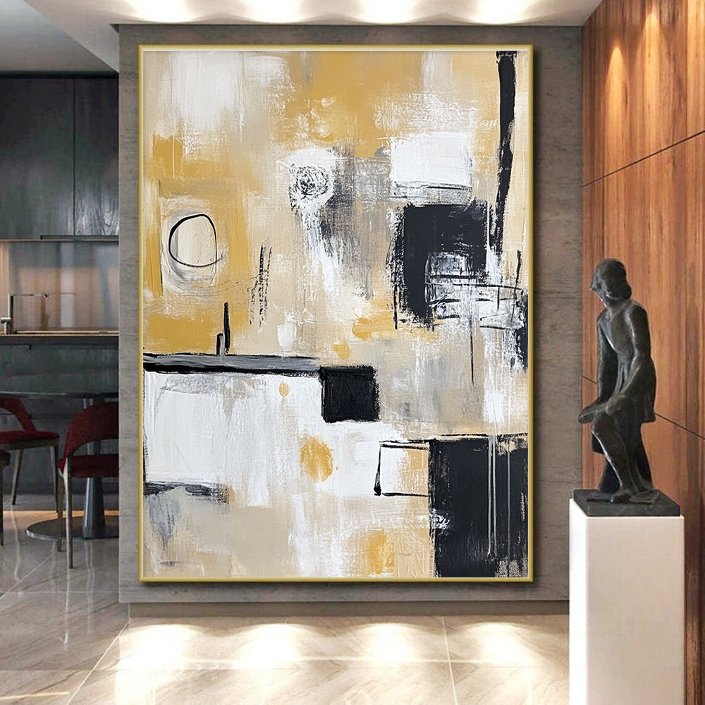 Yellow - Toned Abstract Shapes Painting with Warm Vitality WINK321