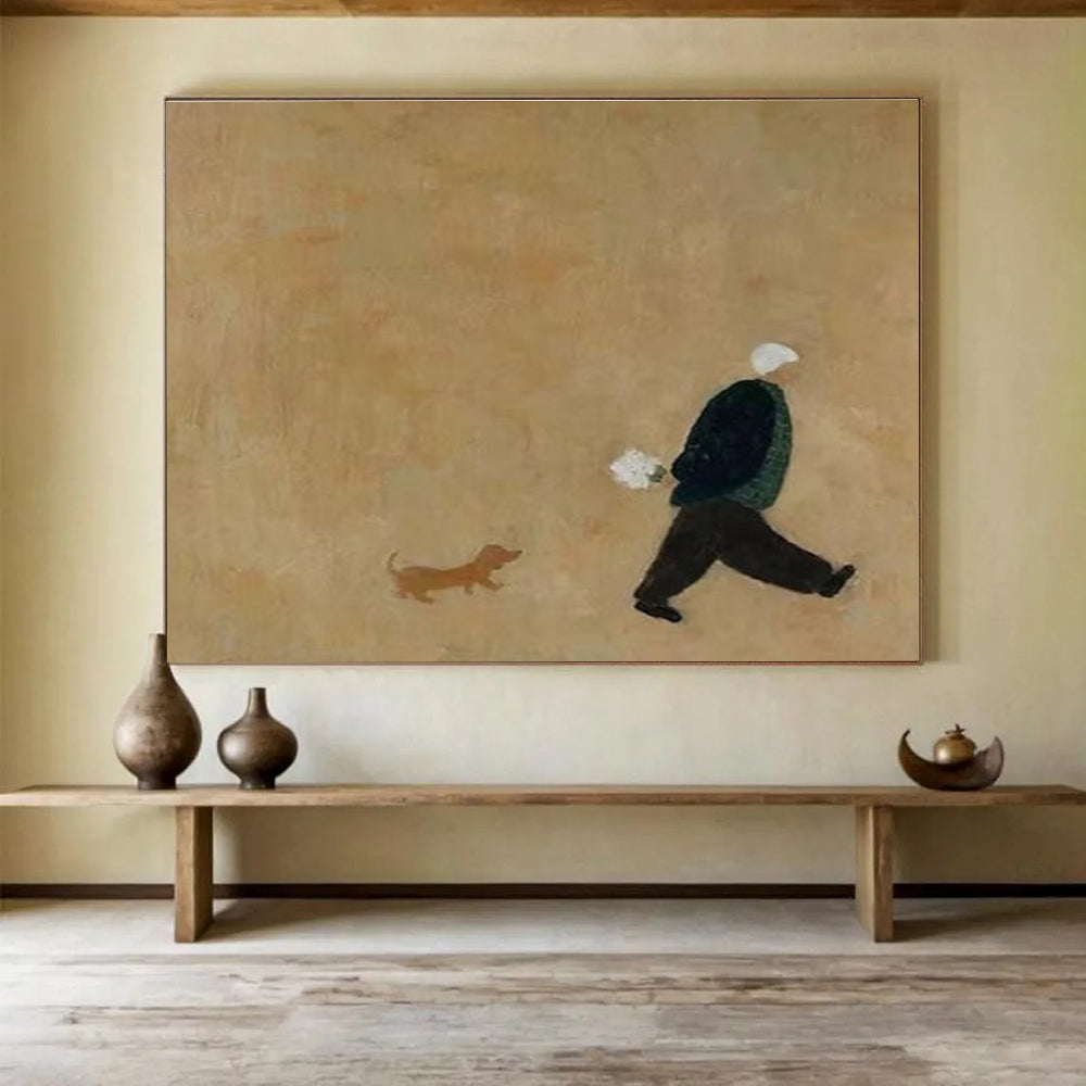 Man and Dog Abstract Painting for Heartwarming Spaces YHT109
