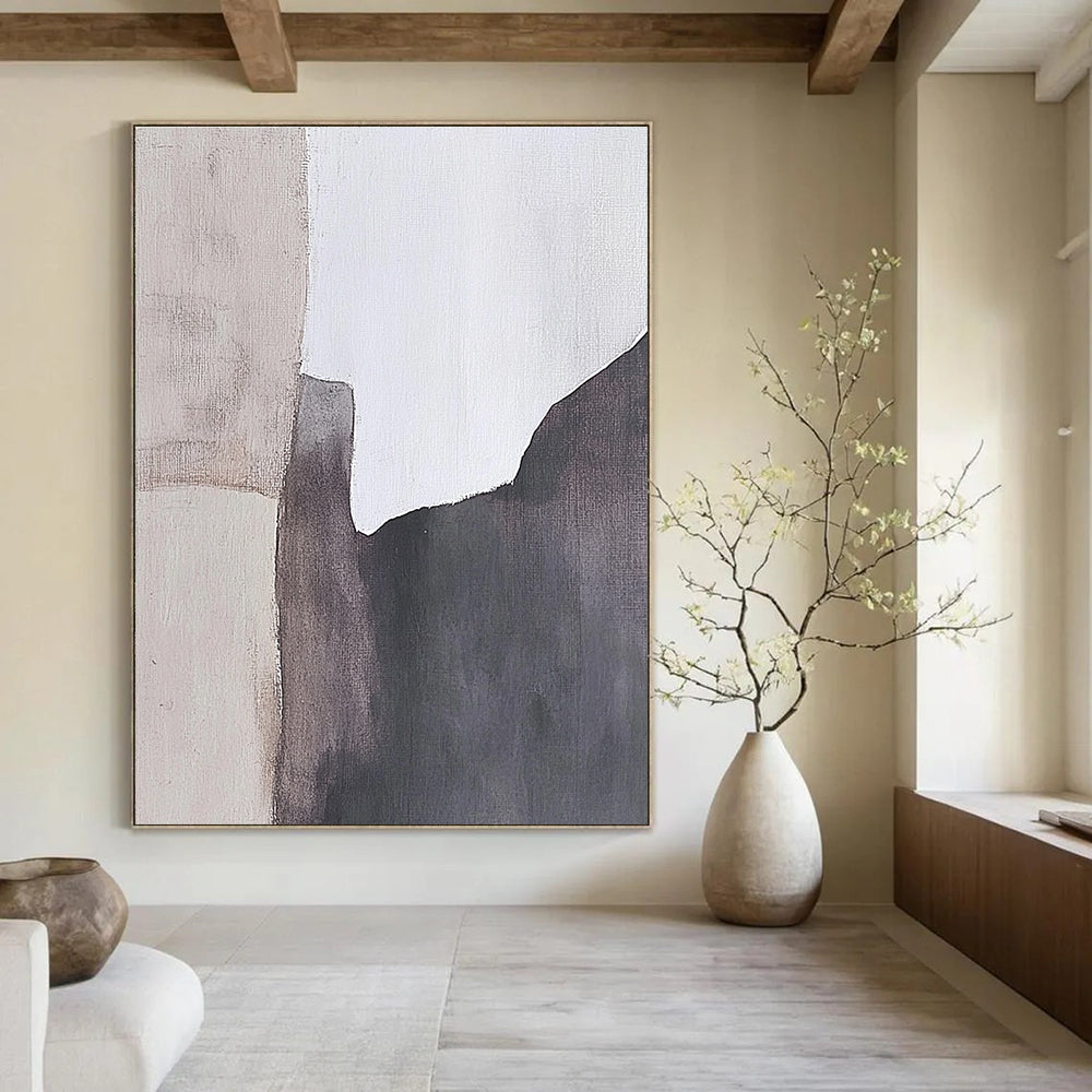 Gray and White Abstract Blocks Abstract Painting for Scandinavian - Style Home Offices GAB1369