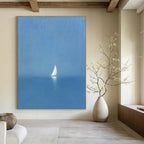 Solitary Sailboat at Sea Serene Maritime Abstract Painting GAB0236