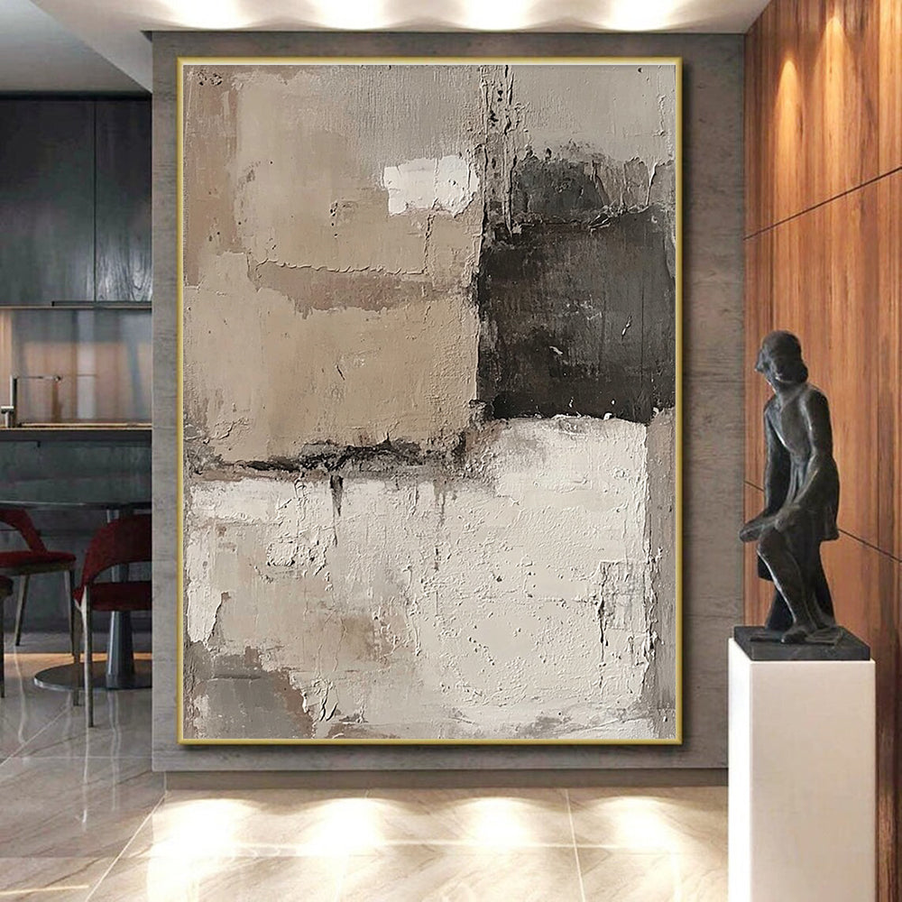Beige Gray Black Abstract Painting with Subtle Nuance WINK453
