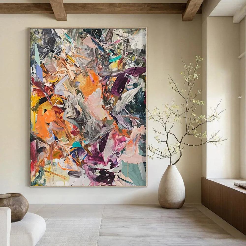 Dynamic Color Swirl Abstract Painting for Creative Agency Meeting Rooms HENG098