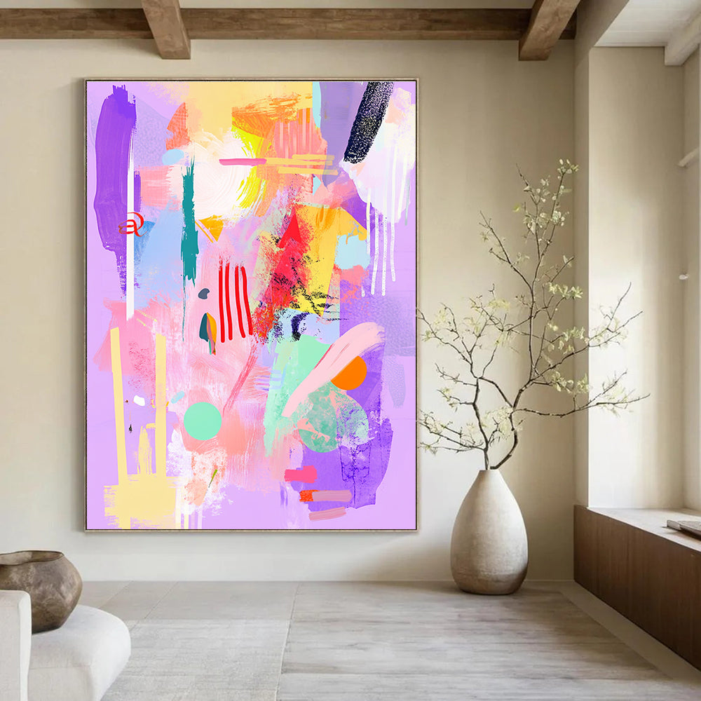 Colorful Pastel Abstract Painting for Bohemian - Styled Cafes GAB1031