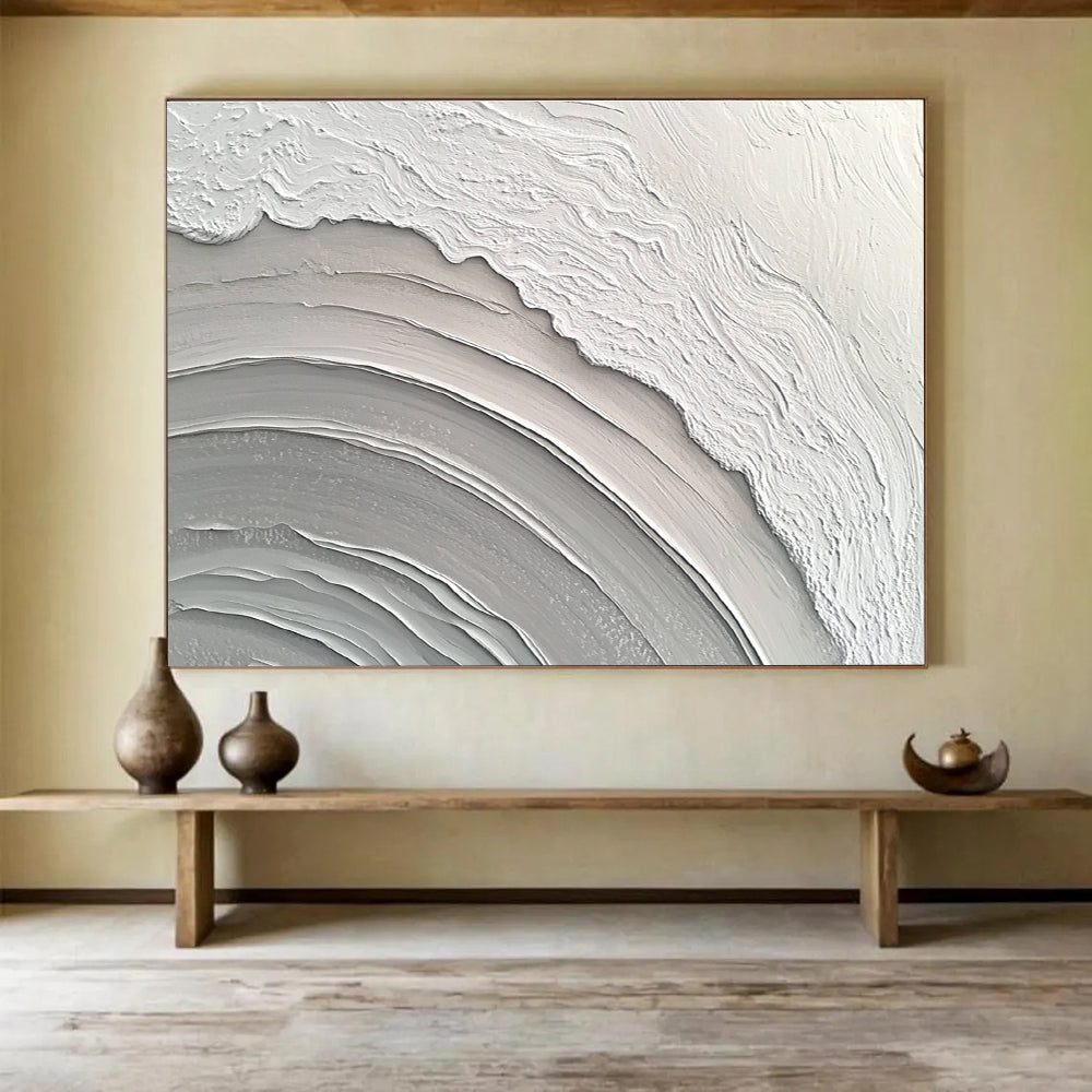 Gray & White Textured Waves  Monochrome Movement ABS043