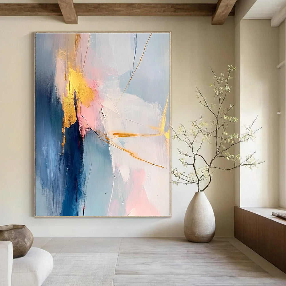 Pink Blue Abstract - Elegant Color - Block Art GAB0551