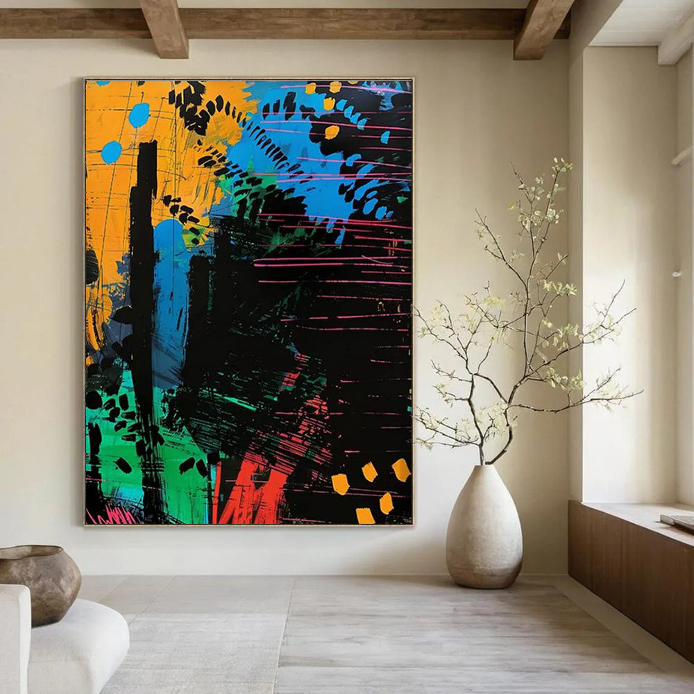 Colorful Abstract Forest Painting for Eco - Friendly Retail Spaces HENG096
