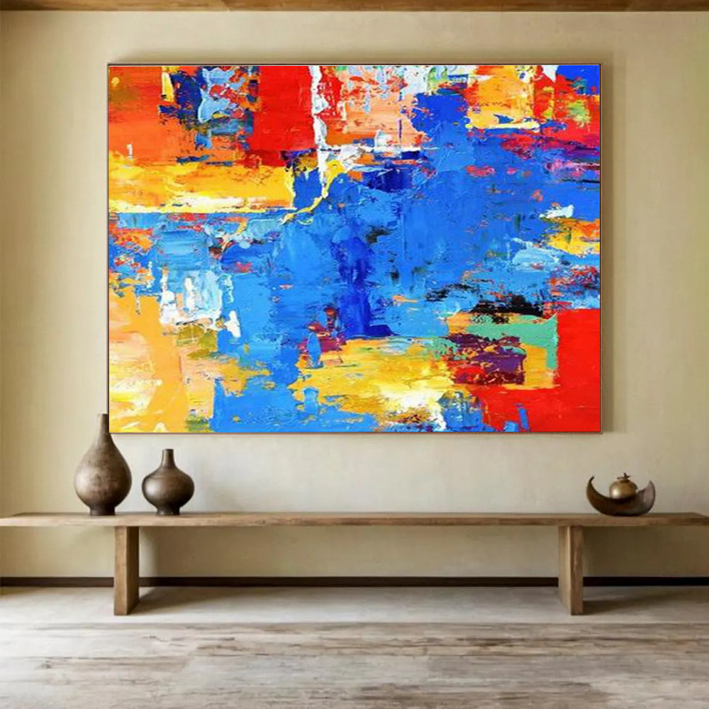 Vibrant Color Block Abstract Painting for Contemporary Office Break Rooms YHT282