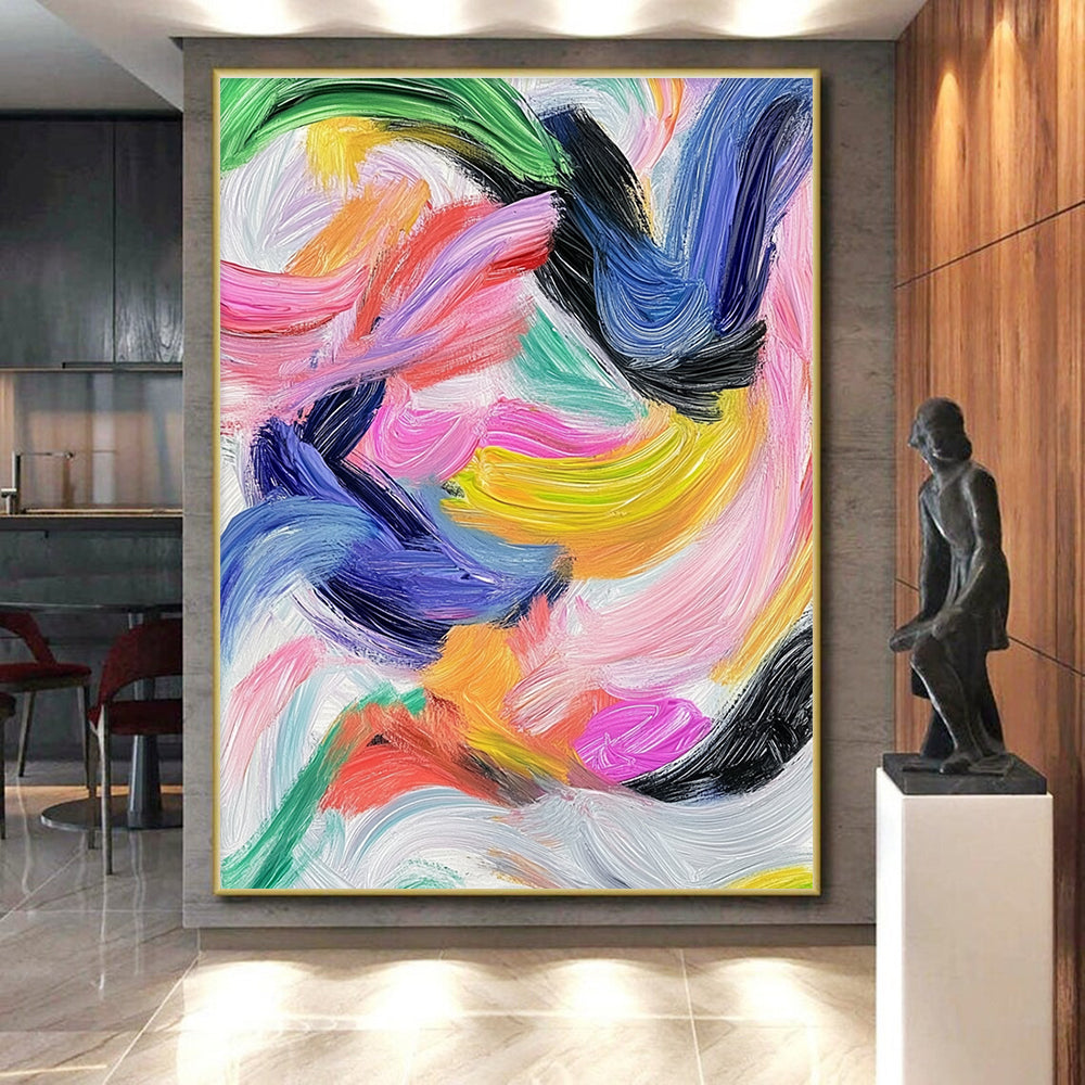 Colorful Swirling Strokes Abstract Painting with Vibrant Energy WINK231