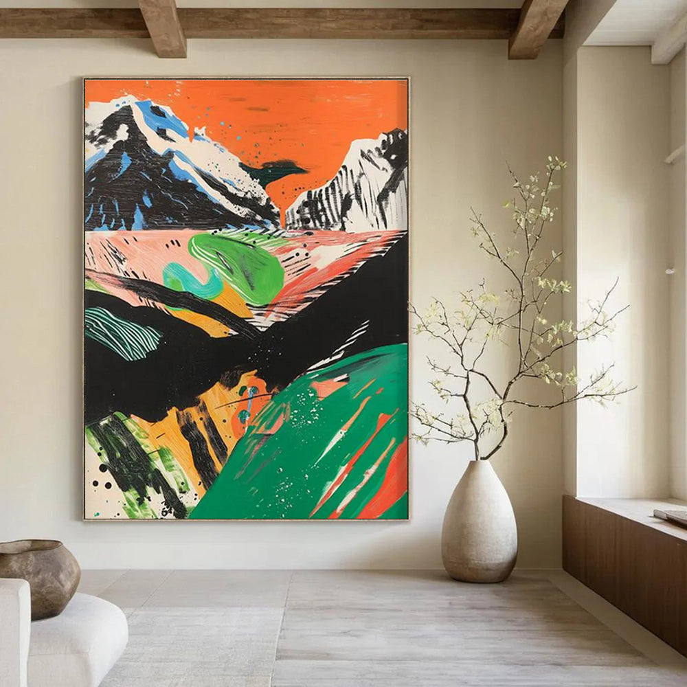 Colorful Mountain Landscape Abstract Painting for Adventure - Loving Homes HENG092