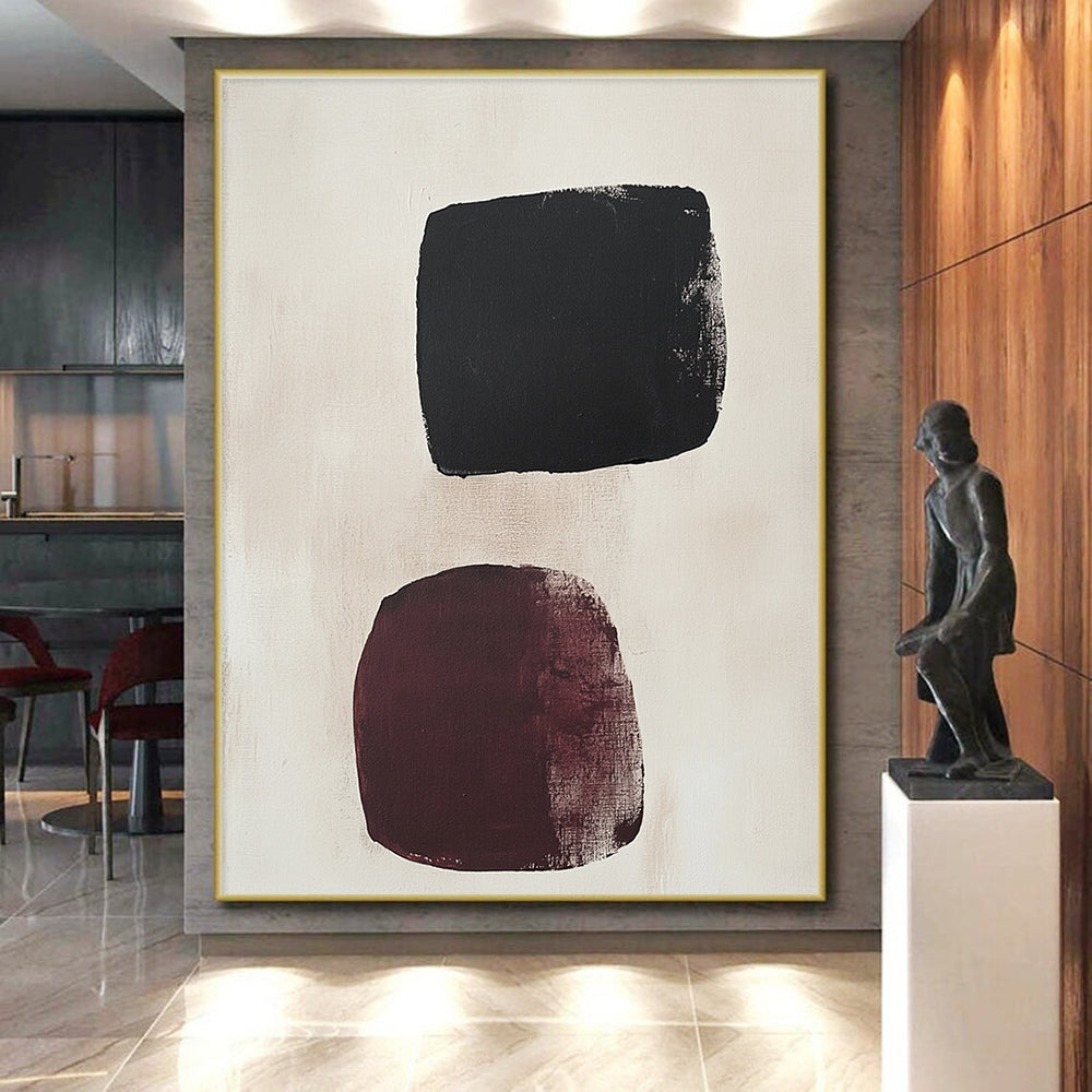 Dual Dark Shapes Abstract Painting with Understated Drama WINK168