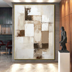 Beige Brown Abstract Blocks Painting with Subtle Textures WINK635
