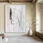 Black and White Sketch Abstract Painting of Minimalist Lines GAB0117