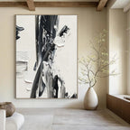 Expressive Monochrome Abstract Painting for Bold Dining Rooms HENG446