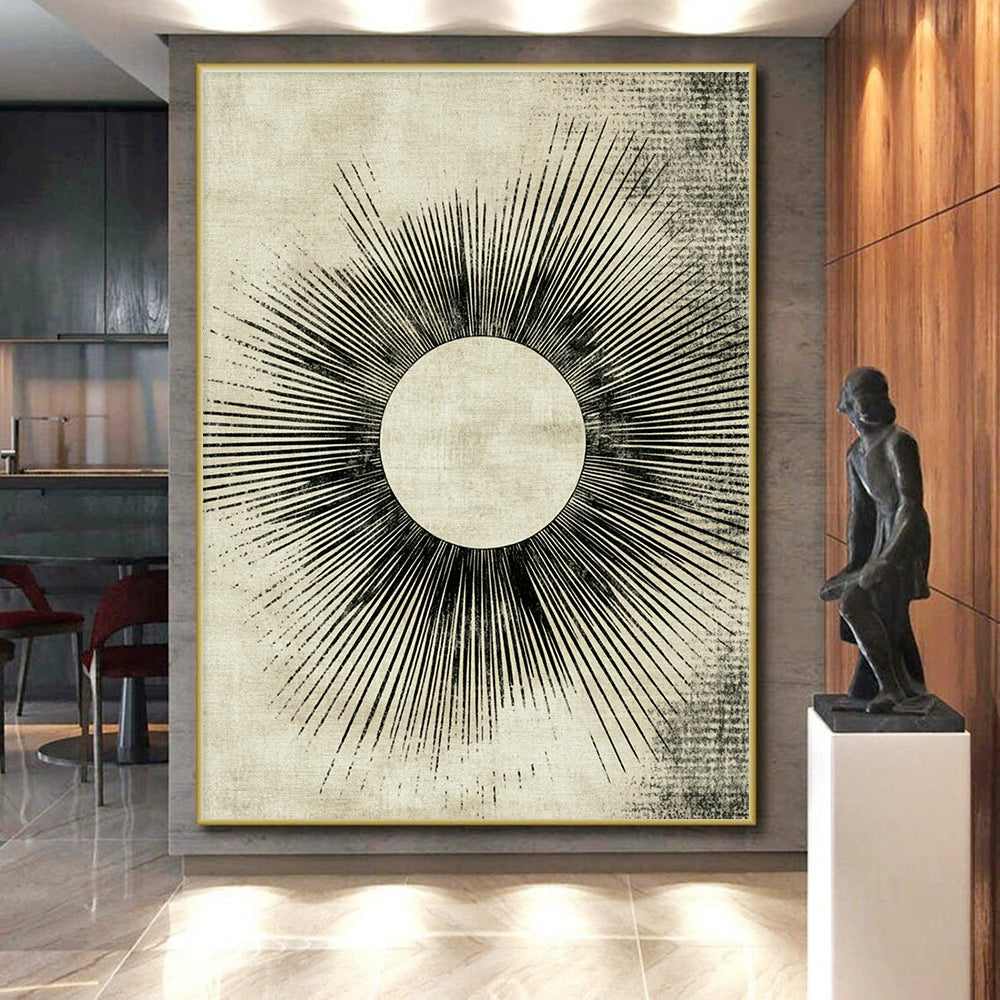Sunburst on Beige Abstract Painting with Retro Energy WINK114