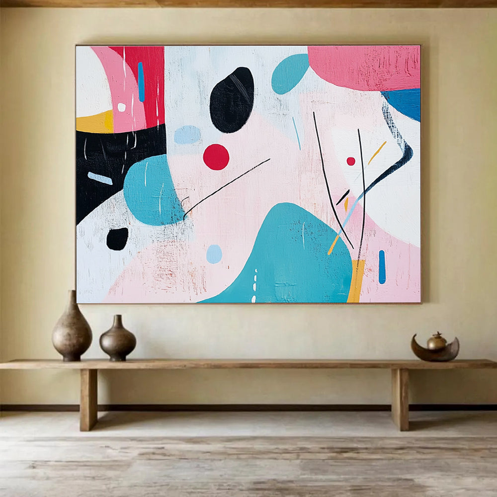 Playful Shape with Pastel and Bold Colors Abstract Painting ABS346