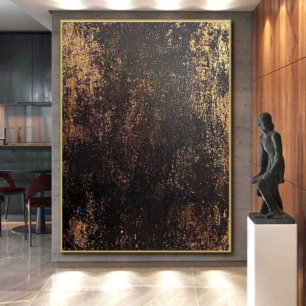 Black and Gold Textured Abstract Painting with Regal Mystery WINK102